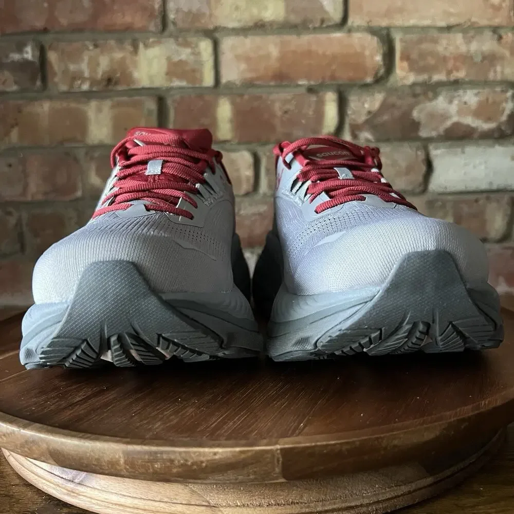 Saucony Hurricane 24 Max Cushion Stability Men's 7.5 Gray Crimson Running Shoes